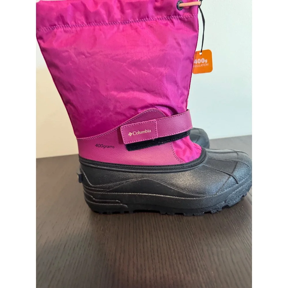 Columbia Youth Powderbug Forty Kids Size 5 Fuchsia 400g Insulated Snow Boots